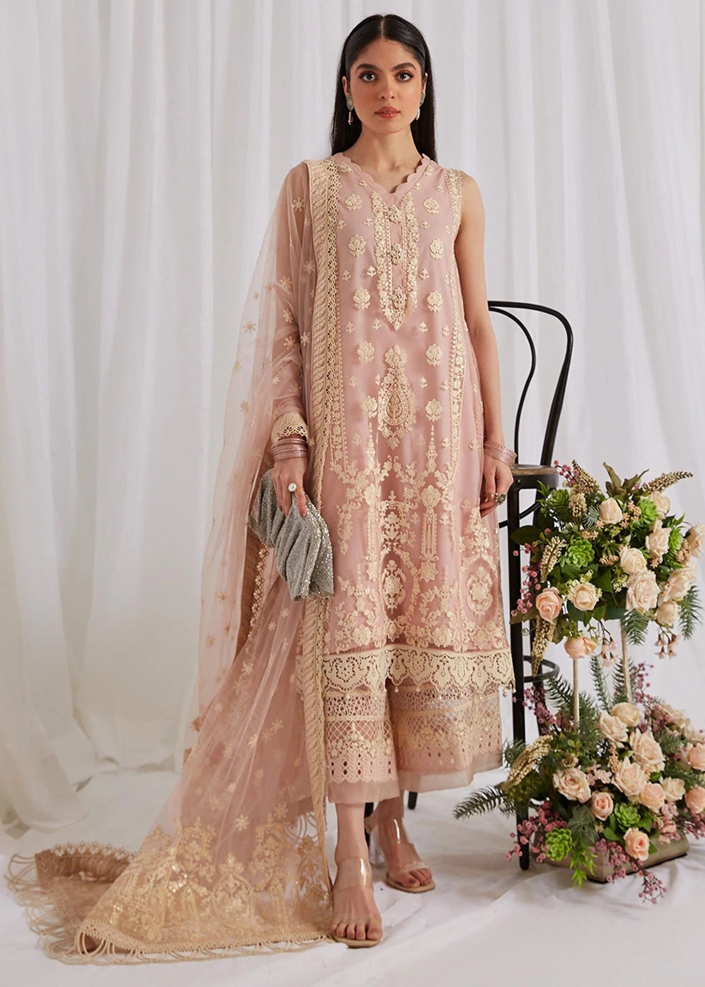 Faiza Saqlain Luxury Lawn Embroidered 3 Pcs Suit Unstitched