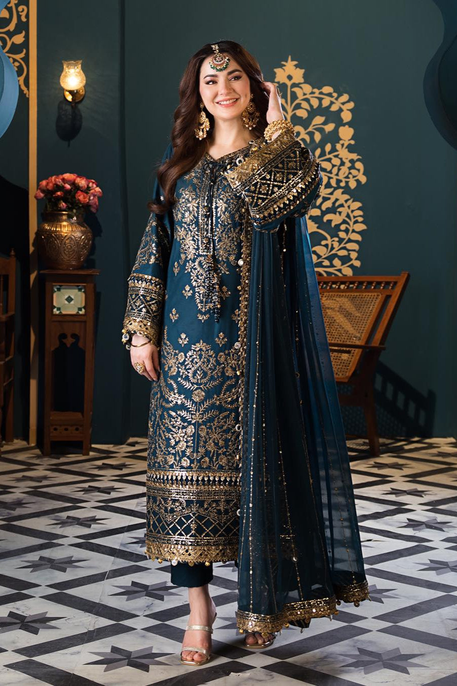 Asim Jofa Chiffon Embroidered Unstiched 3 Pcs Suit