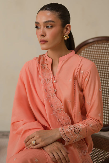 Cross Stich Lawn with Chiffon Embroidered Dupatta 3 Pcs Suit