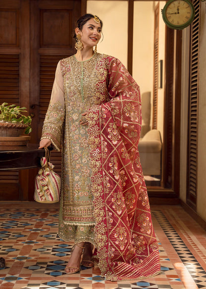 Crimson Organza Embroidered Unstitched Suit 3 Pcs Suit