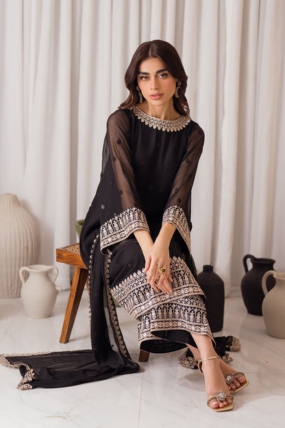 AZURE Midnight Elegance Fabric Chiffon Embroidered 3 Pcs Suit