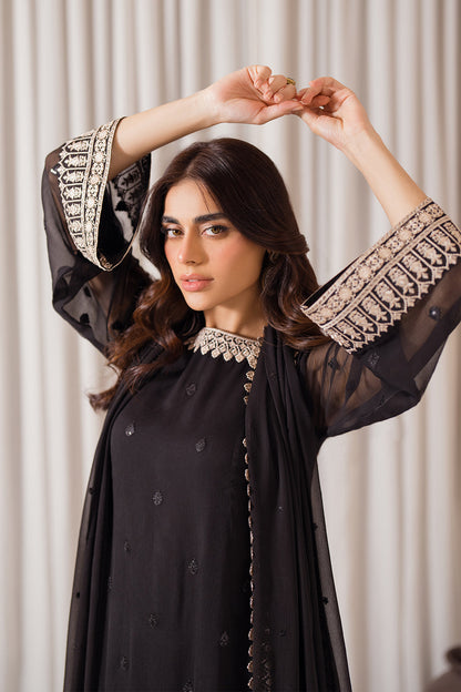 AZURE Midnight Elegance Fabric Chiffon Embroidered 3 Pcs Suit