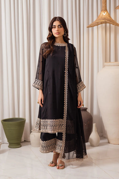 AZURE Midnight Elegance Fabric Chiffon Embroidered 3 Pcs Suit