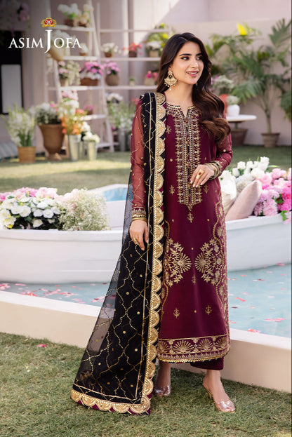 Asim Jofa - Luxury Lawn With Chiffon Embroidered Dupatta 3 Pcs Suit