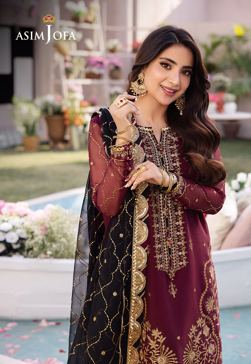 Asim Jofa - Luxury Lawn With Chiffon Embroidered Dupatta 3 Pcs Suit