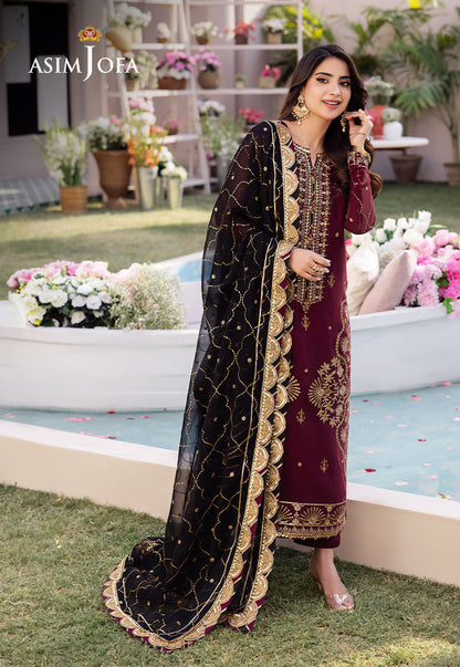 Asim Jofa - Luxury Lawn With Chiffon Embroidered Dupatta 3 Pcs Suit