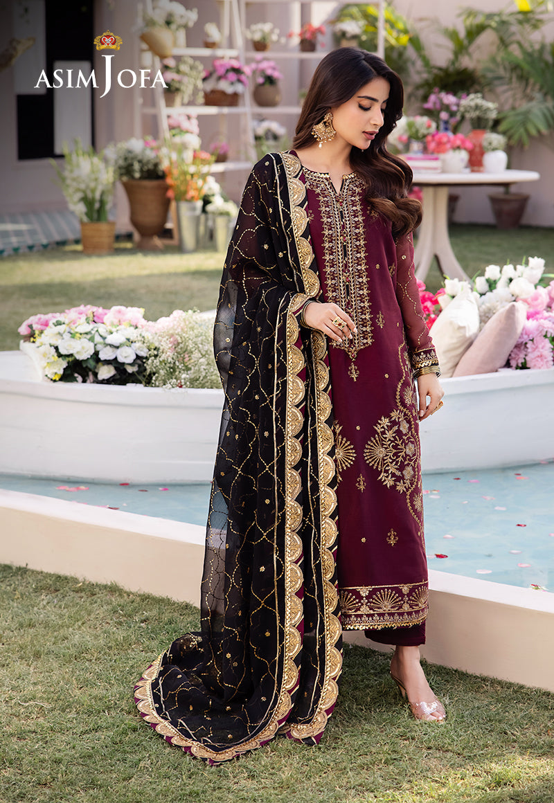 Asim Jofa - Luxury Lawn With Chiffon Embroidered Dupatta 3 Pcs Suit