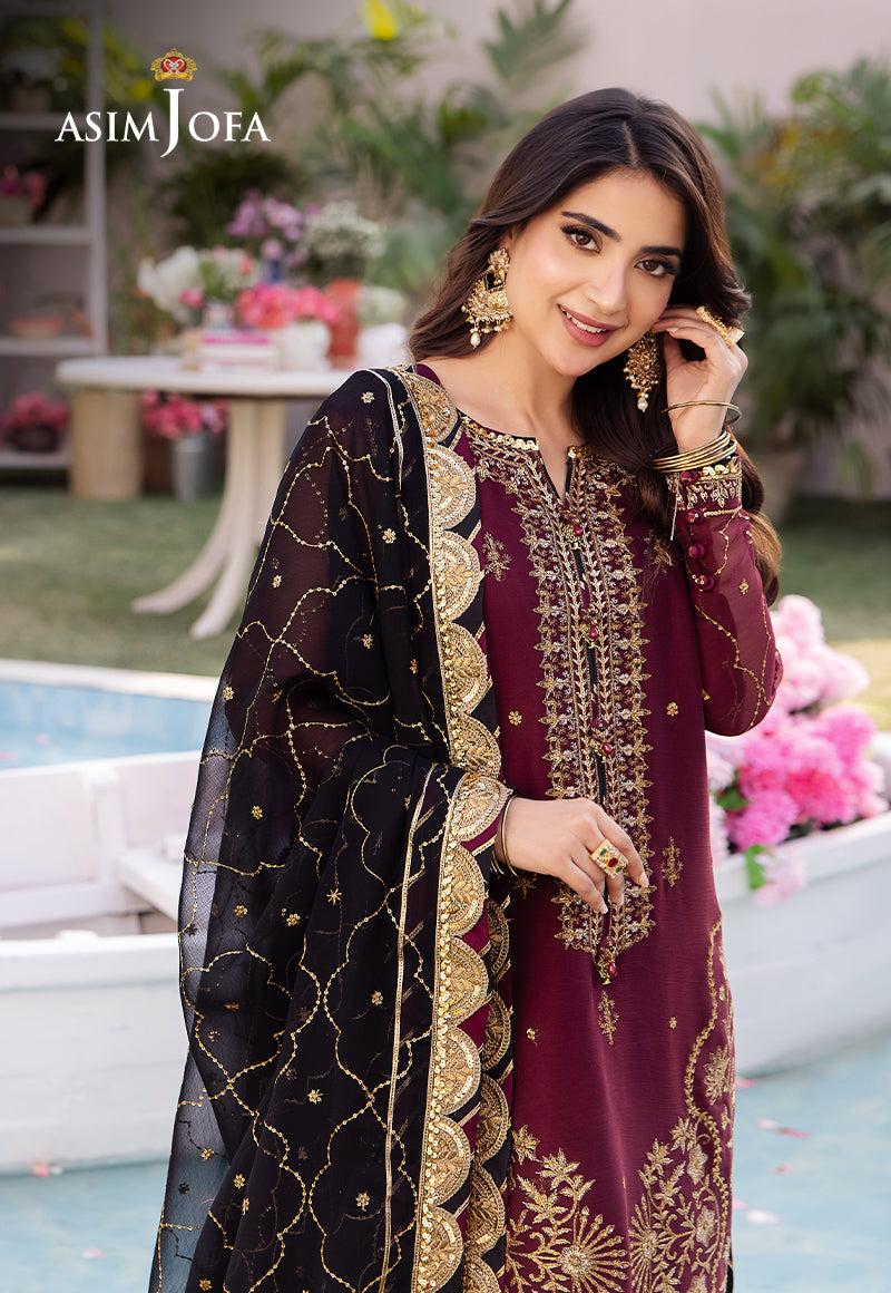 Asim Jofa - Luxury Lawn With Chiffon Embroidered Dupatta 3 Pcs Suit