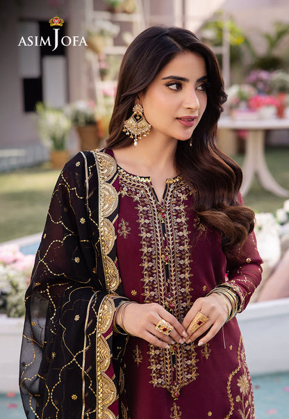 Asim Jofa - Luxury Lawn With Chiffon Embroidered Dupatta 3 Pcs Suit