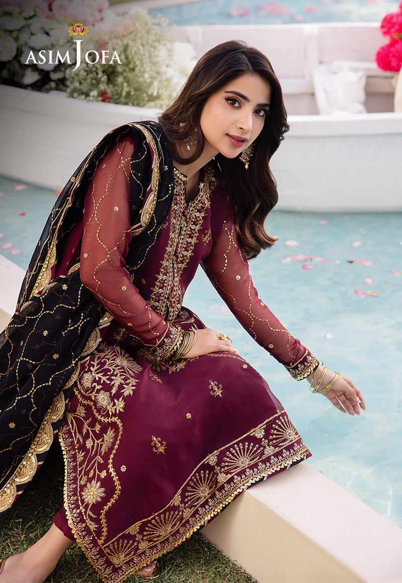 Asim Jofa - Luxury Lawn With Chiffon Embroidered Dupatta 3 Pcs Suit