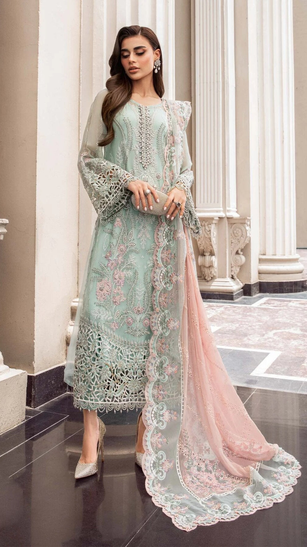 Maria B Embroidered Organza Suit Unstitched 3 Pcs Suit