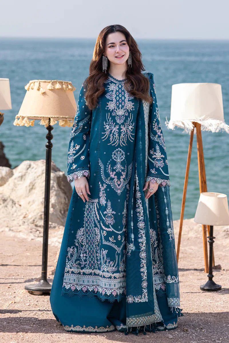 Qalamkar Luxury Lawn Embroidered Unstitched 3 Pcs Suit