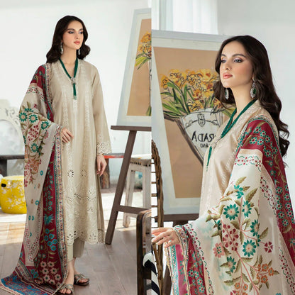 MARIA.B Lawn Chickenkari Embroidered With Diamond  Dupatta 3 Pcs Suit