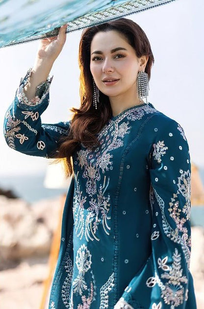 Qalamkar Luxury Lawn Embroidered Unstitched 3 Pcs Suit